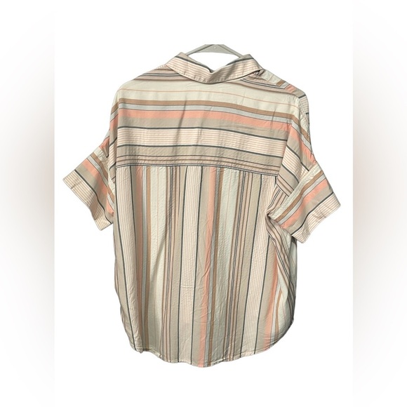 Madewell Courier Aldwin Striped Button Shirt Top,Color: Cream/Pink,Size:M - Picture 3 of 7